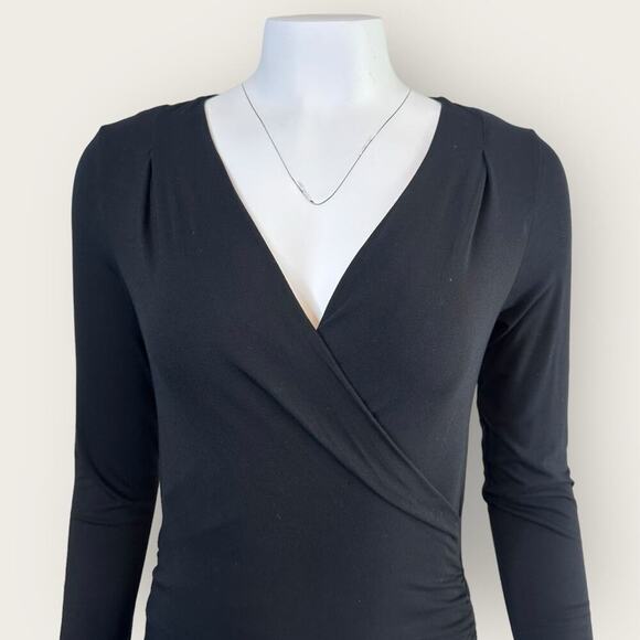 NWT | Krisa | Surplice Long Sleeve Asymmetrical Midi | Black | Medium - Picture 8 of 16